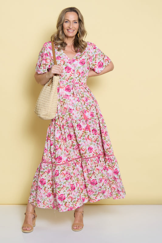 Evelyn Dress - Pink Floral