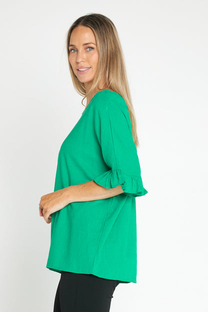 Farrah Linen Top - Jade