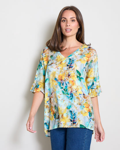Farren Top - Sunshine/Teal Floral