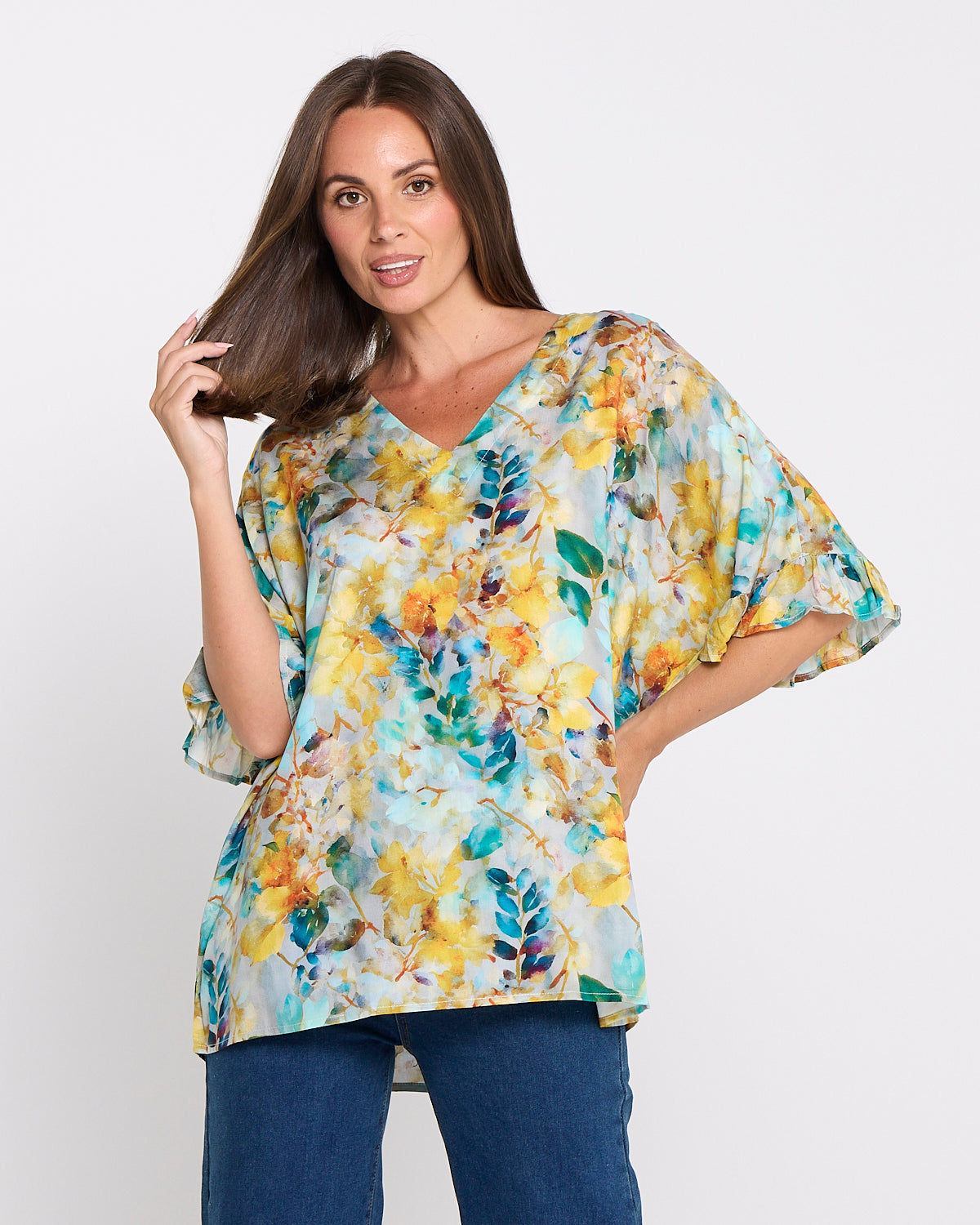 Farren Top - Sunshine/Teal Floral