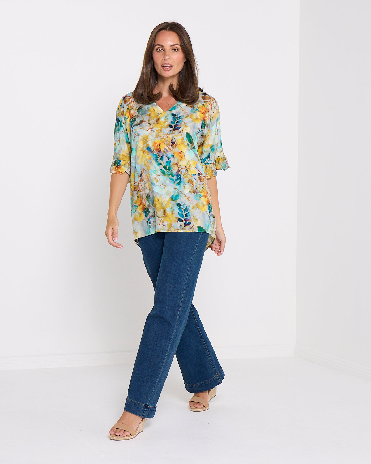 Farren Top - Sunshine/Teal Floral