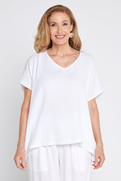 Fiji Cotton Muslin Top - White