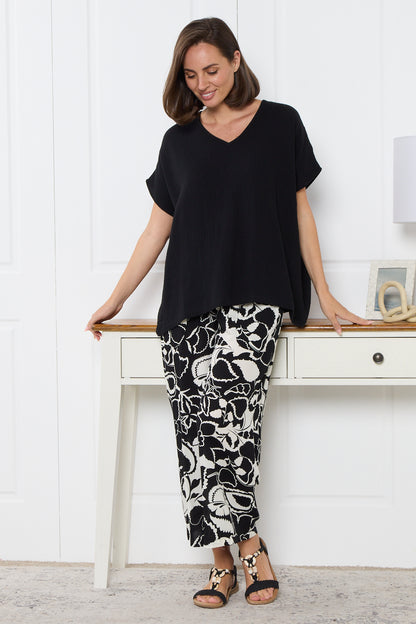 Fiji Cotton Muslin Top - Black