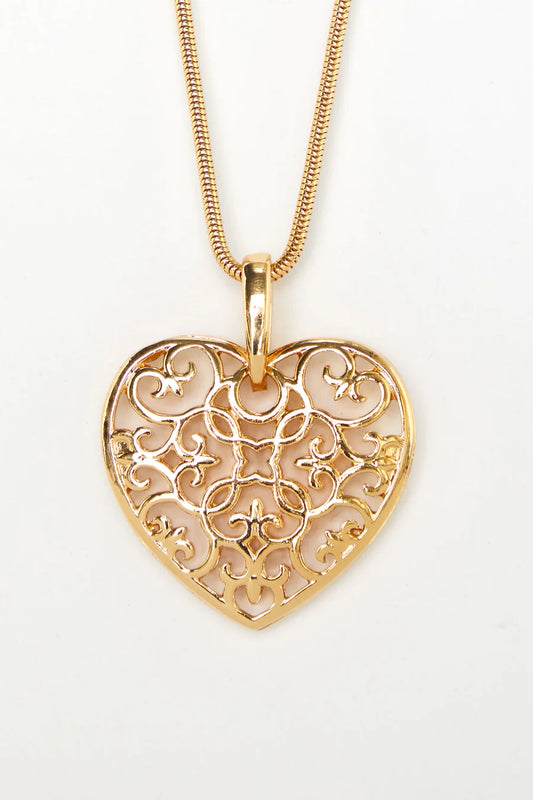 Filigree Heart Necklace - Gold