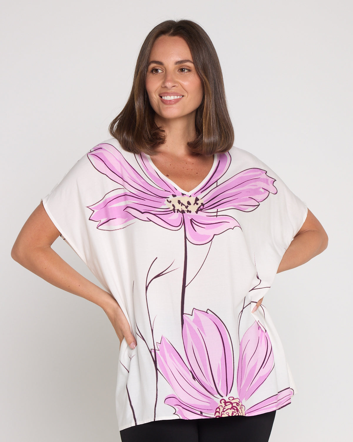 Claudia Top - Painted Purple Floral