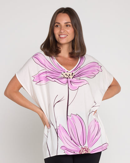 Claudia Top - Painted Purple Floral