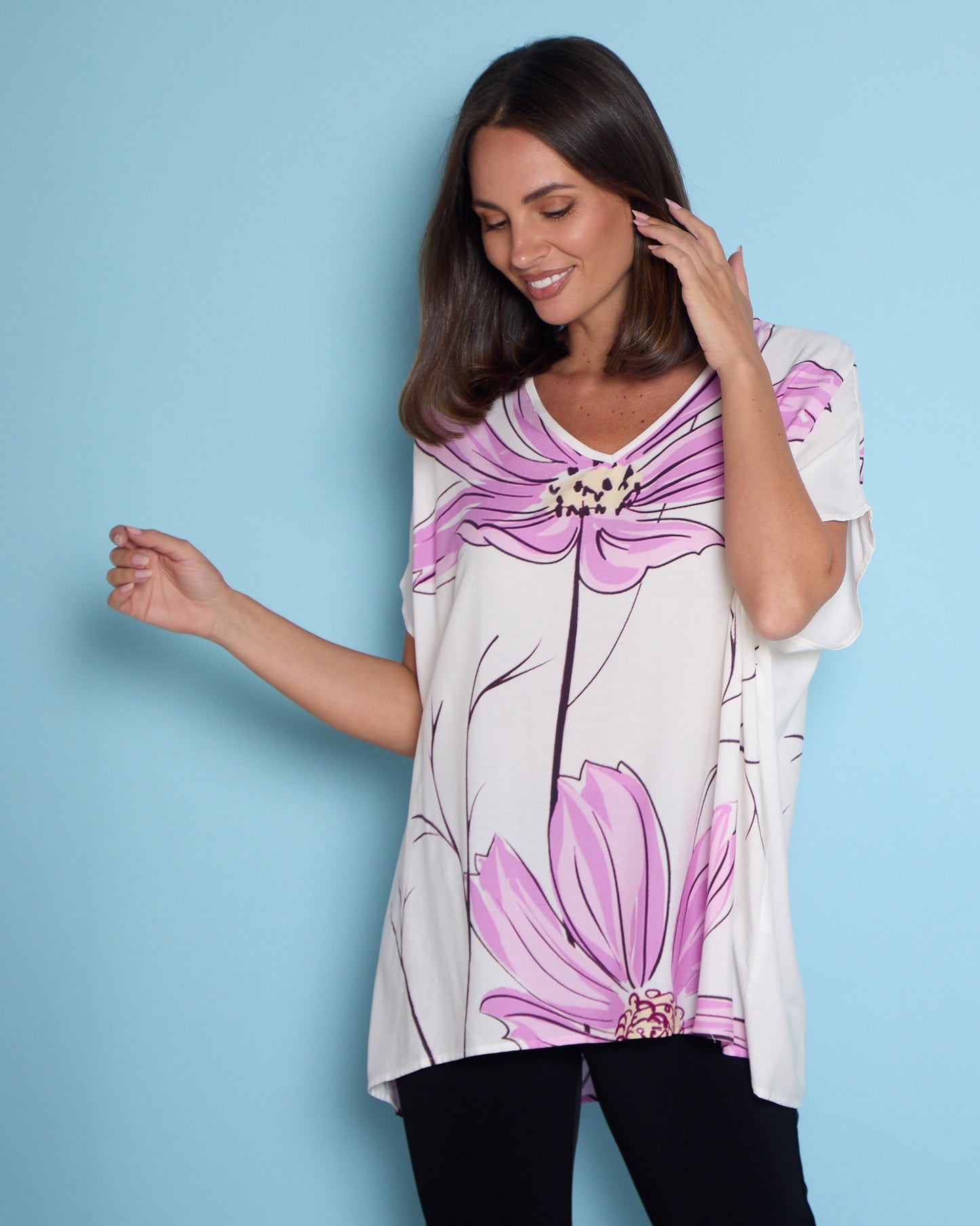 Claudia Top - Painted Purple Floral