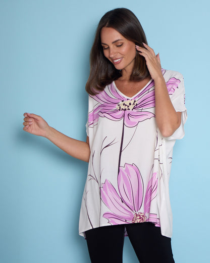 Claudia Top - Painted Purple Floral