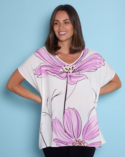 Claudia Top - Painted Purple Floral