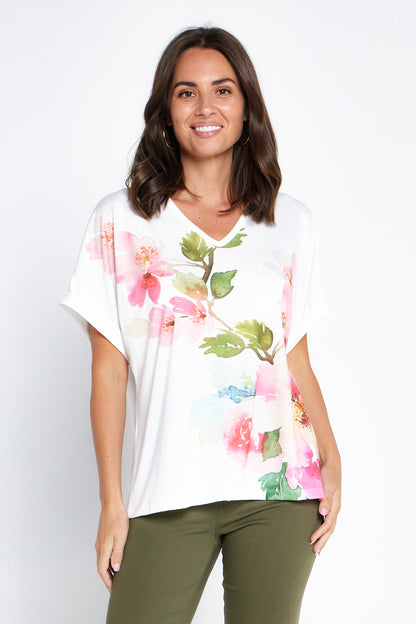 Floral Bouquet Tee - White/Cherry Blossom