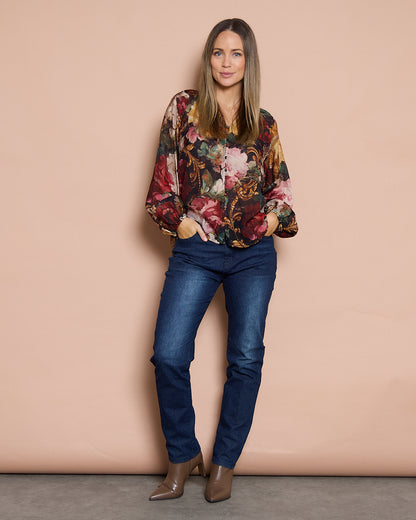 Annalise Blouse - Burgundy Floral