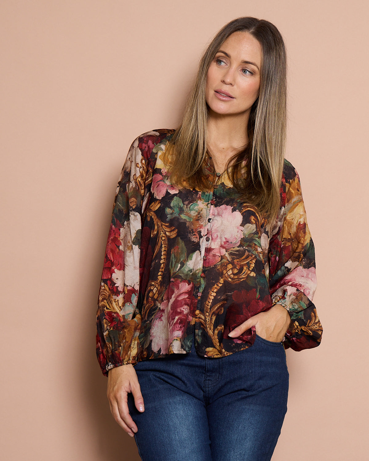 Annalise Blouse - Burgundy Floral