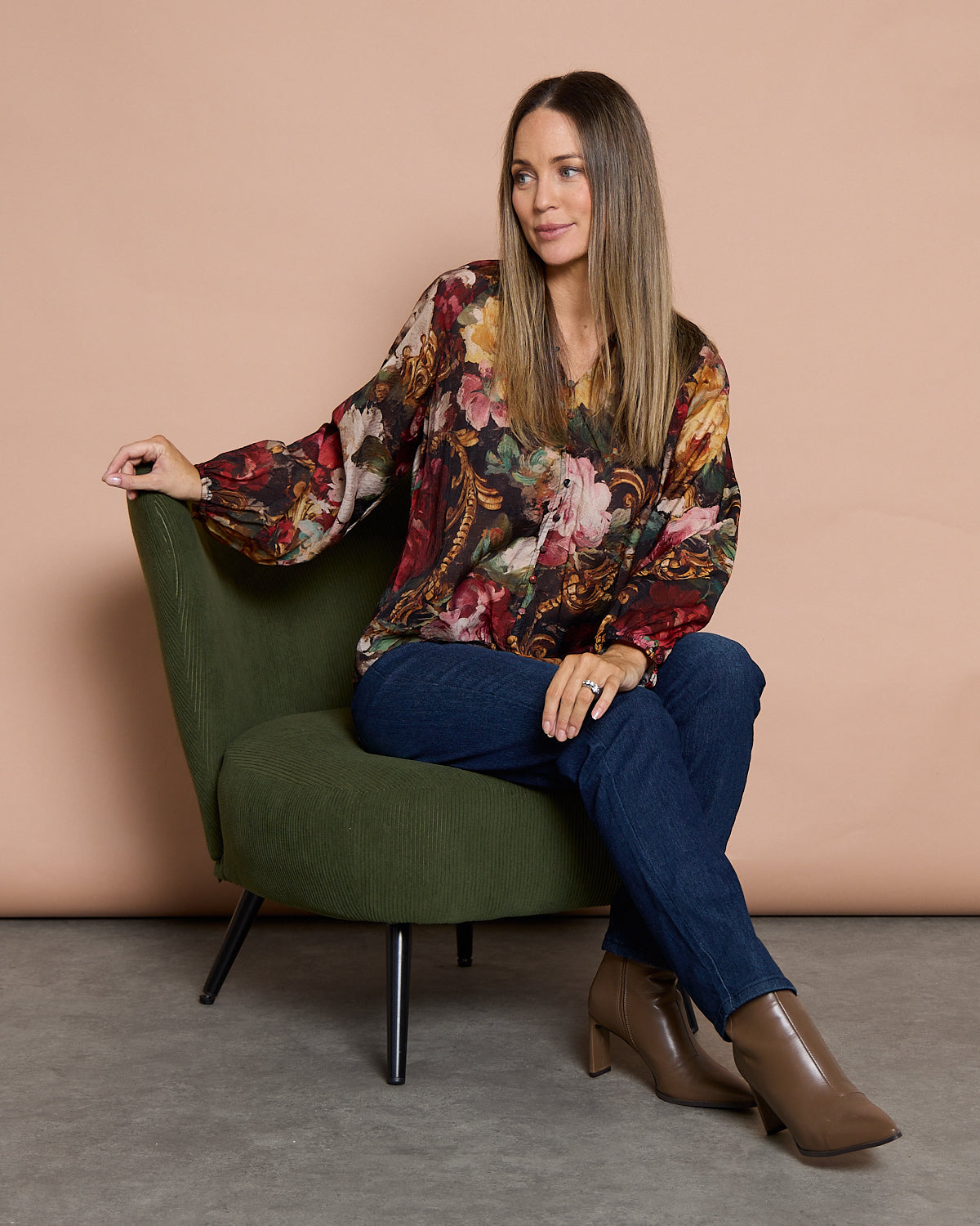 Annalise Blouse - Burgundy Floral