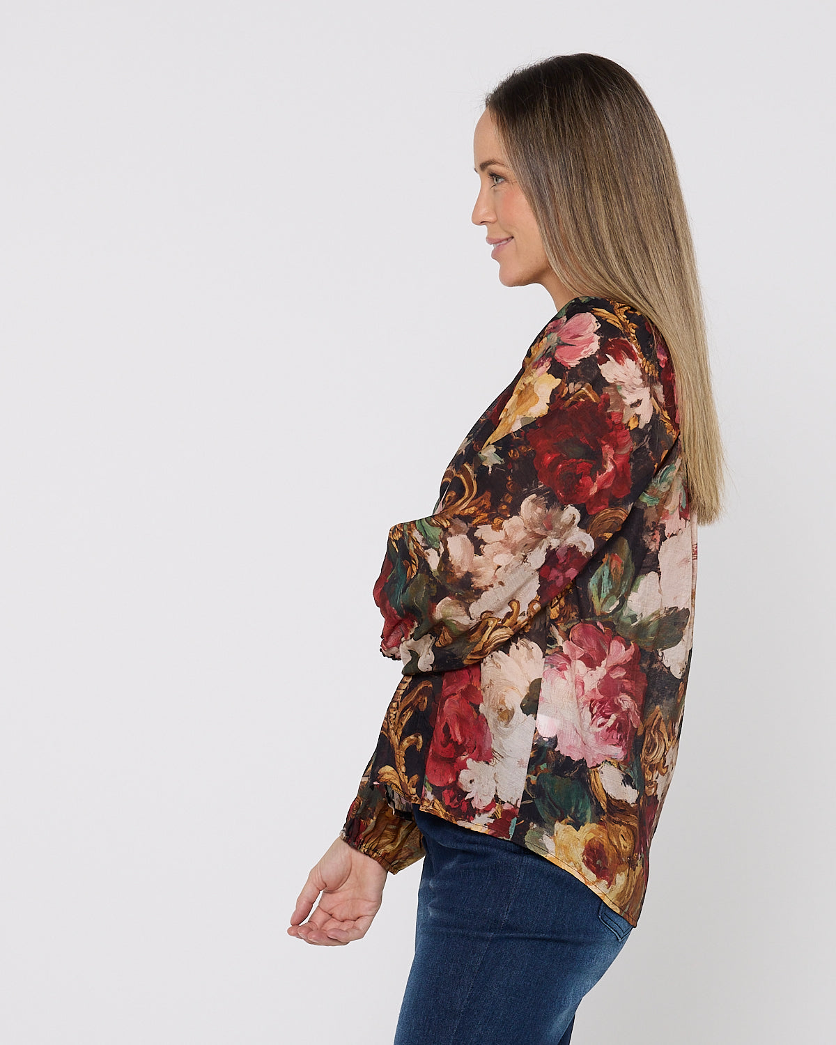 Annalise Blouse - Burgundy Floral