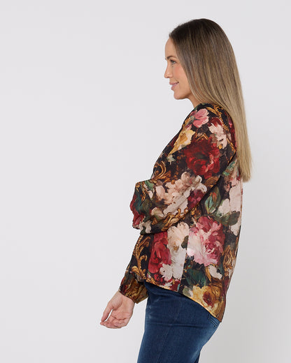 Annalise Blouse - Burgundy Floral