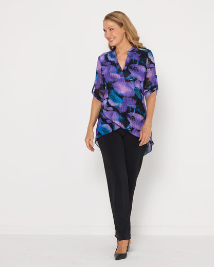 Midnight Petals Mesh Top