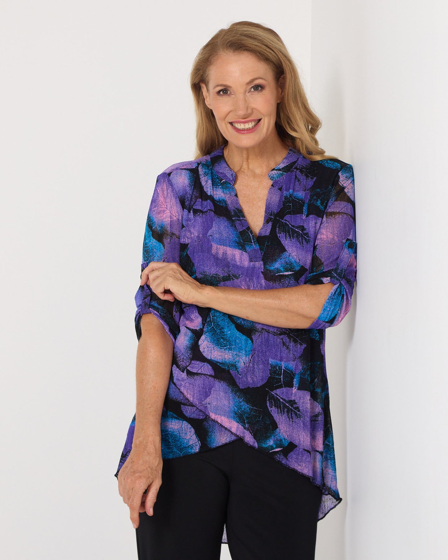 Midnight Petals Mesh Top