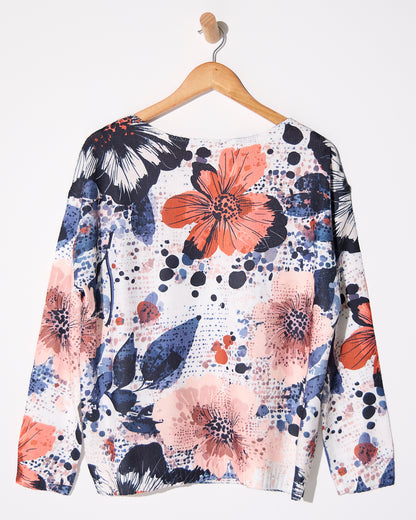 Sumida Knit Top - Coral Floral