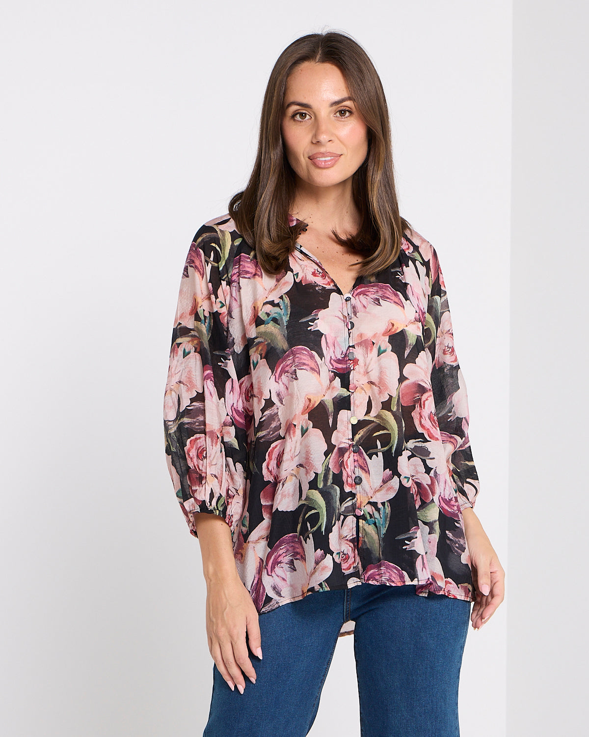 Bridgeton Blouse - Midnight Peony
