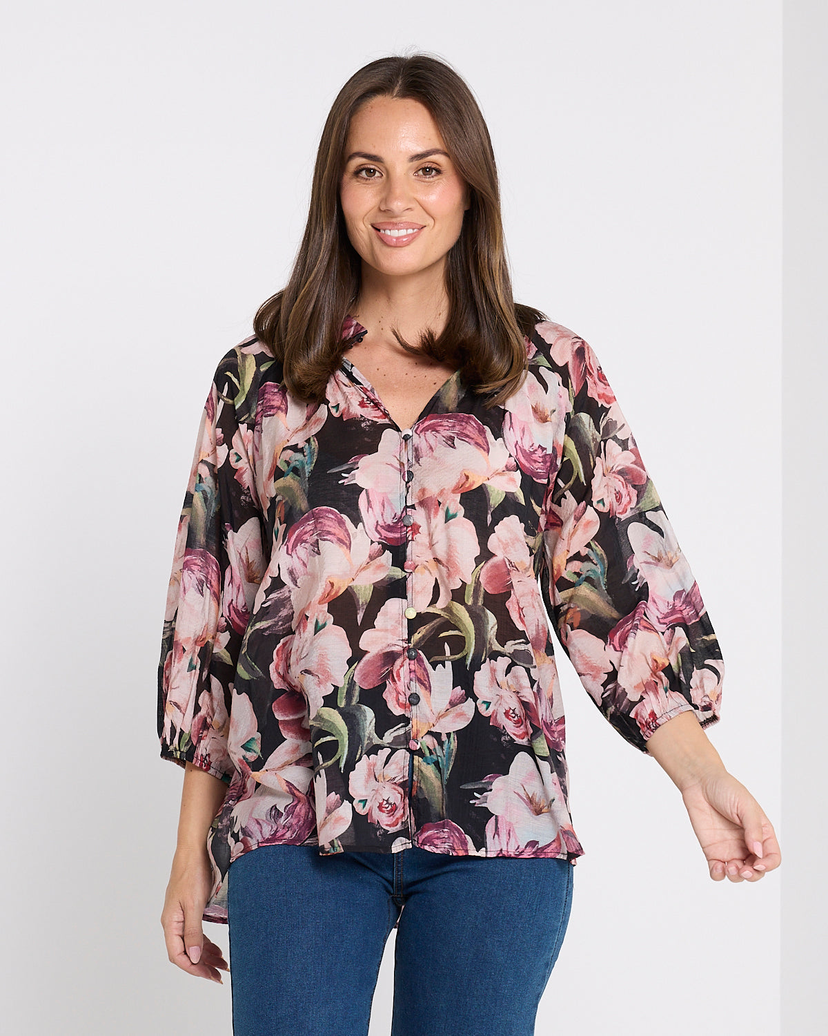 Bridgeton Blouse - Midnight Peony