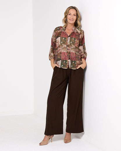 Sienna Wide Leg Pants - Chocolate