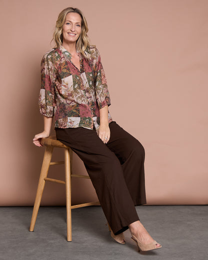 Sienna Wide Leg Pants - Chocolate