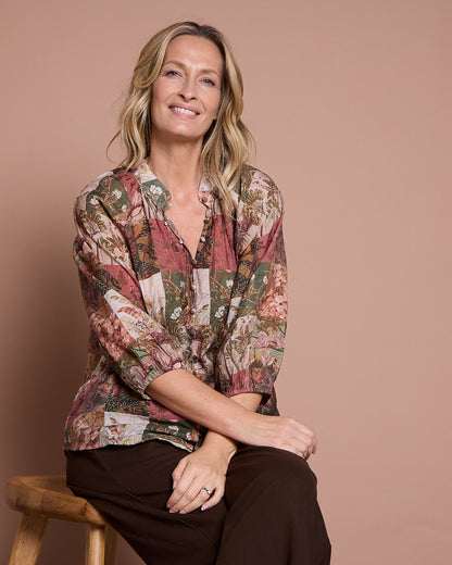 Annalise Blouse - Pink Patchwork