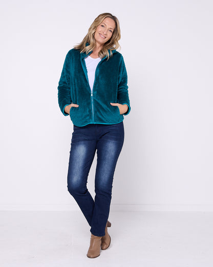 Harriet Fluffy Zip Jacket - Marine