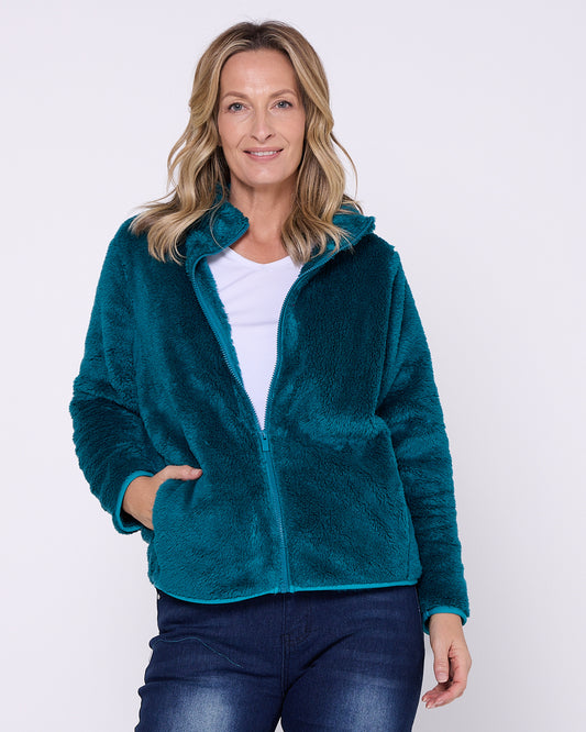 Harriet Fluffy Zip Jacket - Marine
