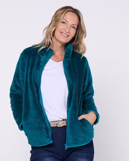 Harriet Fluffy Zip Jacket - Marine