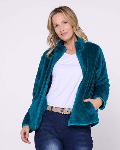 Harriet Fluffy Zip Jacket - Marine