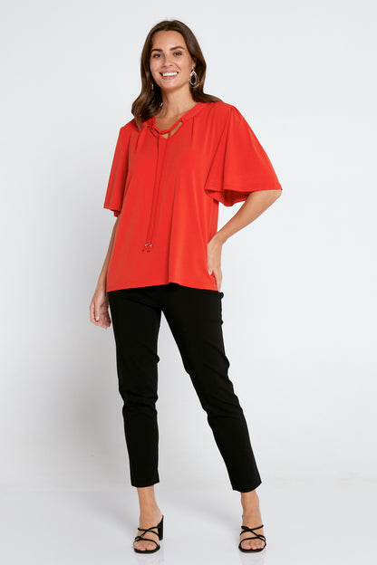 Carrie Tie Neck Top - Red