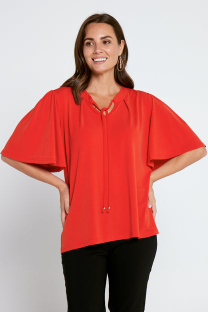 Carrie Tie Neck Top - Red