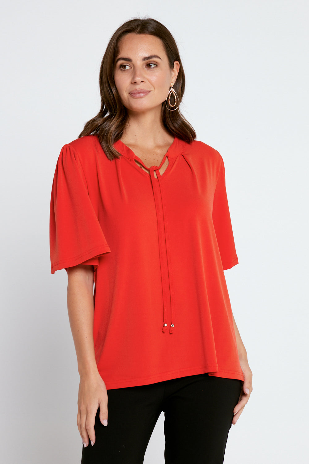 Carrie Tie Neck Top - Red