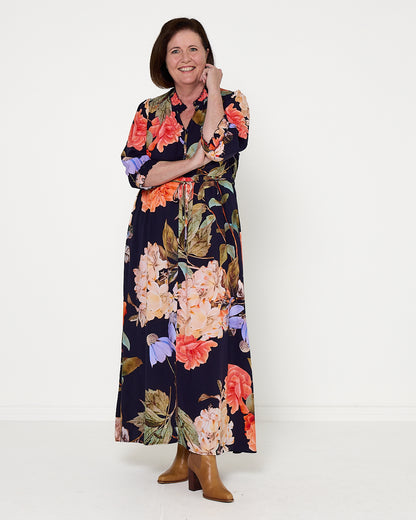 Lydia Dress - Navy Floral