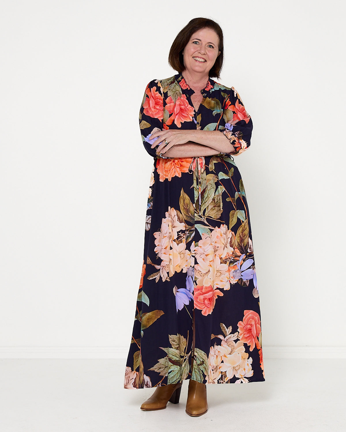 Lydia Dress - Navy Floral