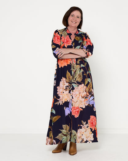 Lydia Dress - Navy Floral