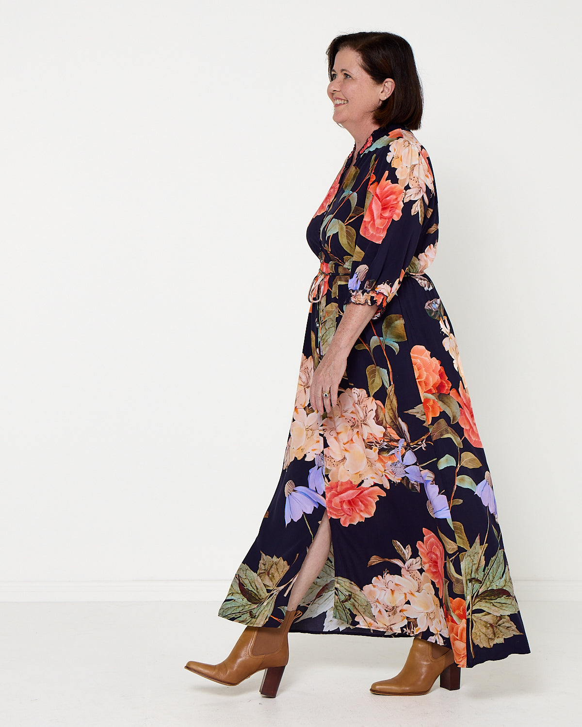 Lydia Dress - Navy Floral