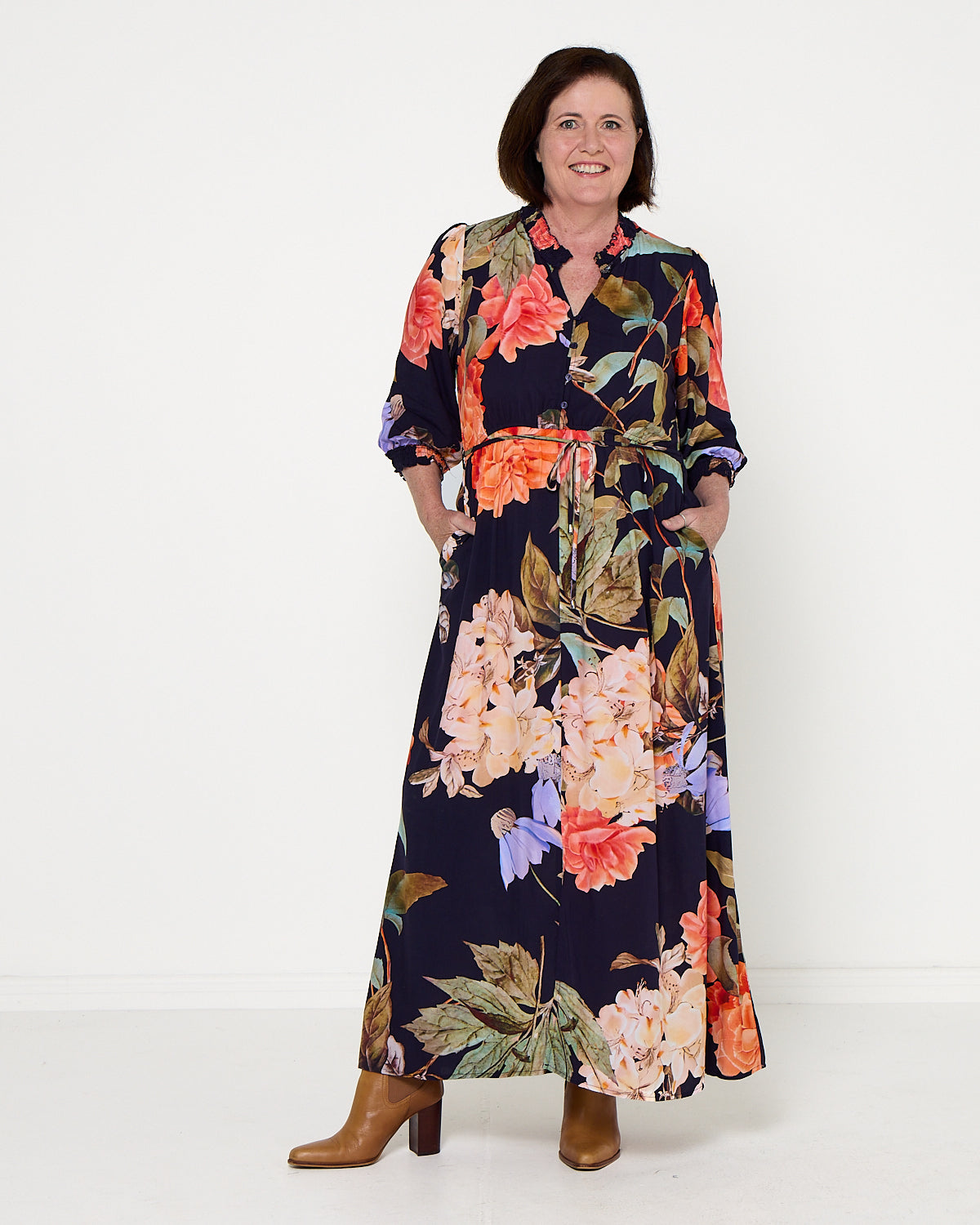Lydia Dress - Navy Floral