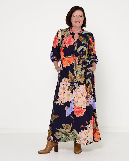 Lydia Dress - Navy Floral