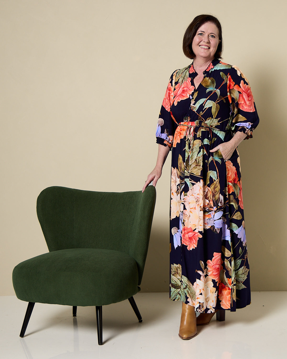 Lydia Dress - Navy Floral