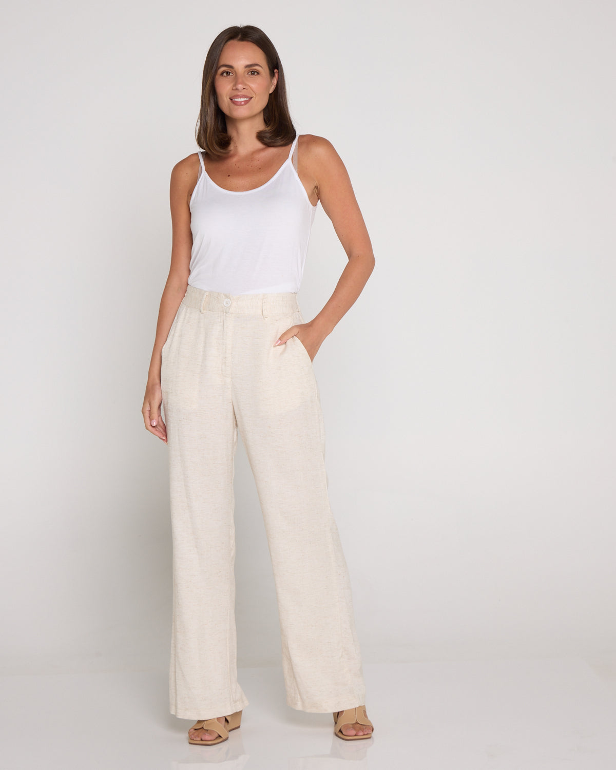 Vivian Linen Trousers - Beige