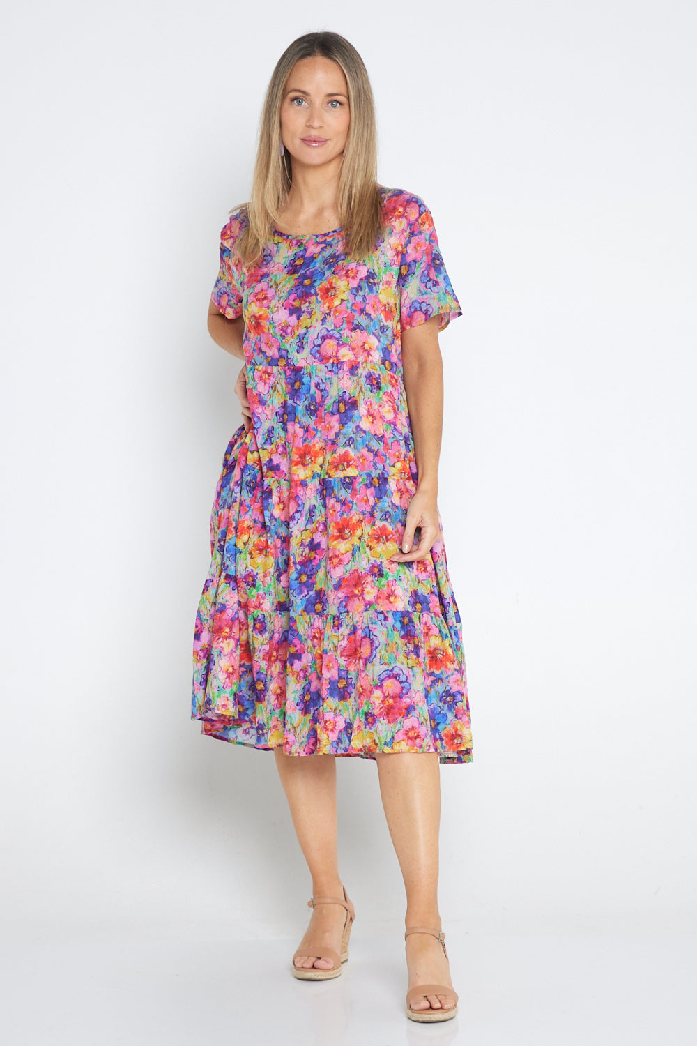 Bellissima Dress - Rainbow Floral Watercolour