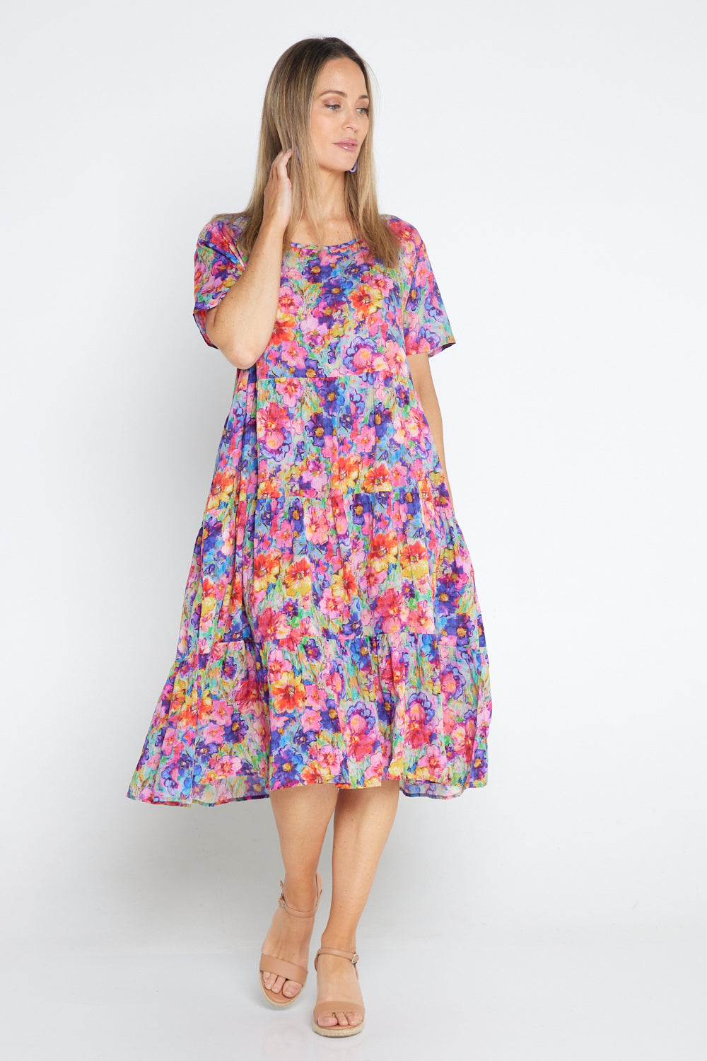 Bellissima Dress - Rainbow Floral Watercolour