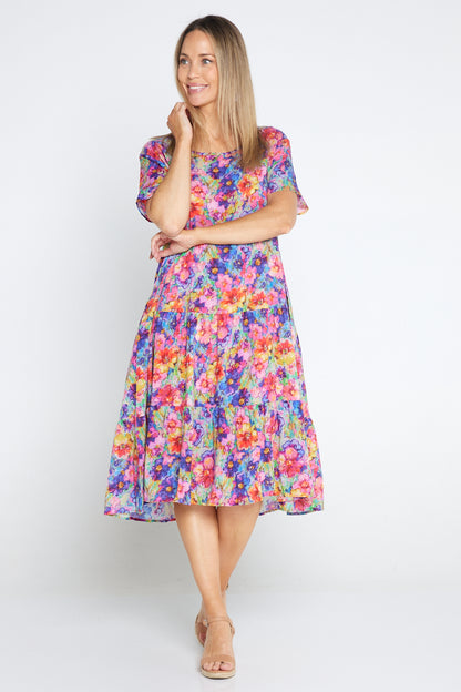 Bellissima Dress - Rainbow Floral Watercolour