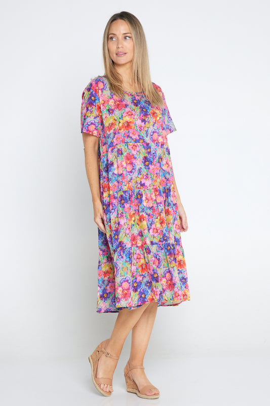 Bellissima Dress - Rainbow Floral Watercolour