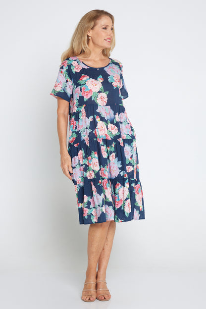 Bellissima Dress - Navy Camellia