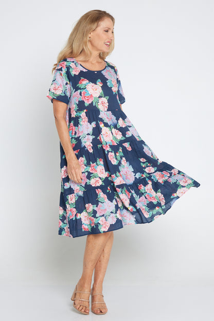 Bellissima Dress - Navy Camellia