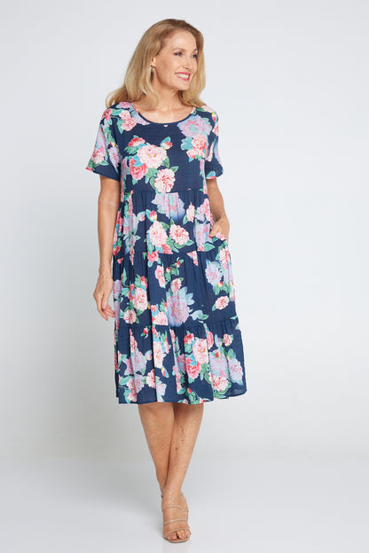 Bellissima Dress - Navy Camellia