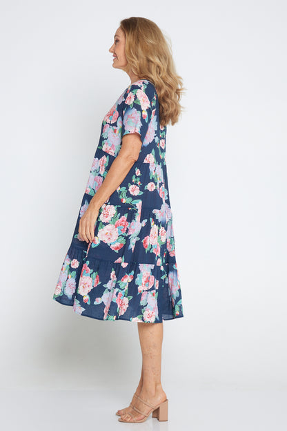 Bellissima Dress - Navy Camellia